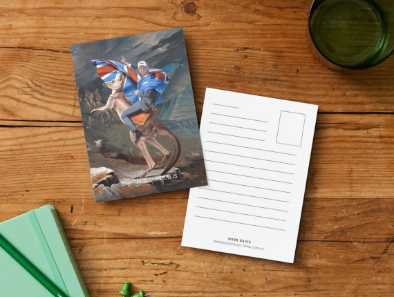 Emperor Australis postcard showing front artwork and writing side