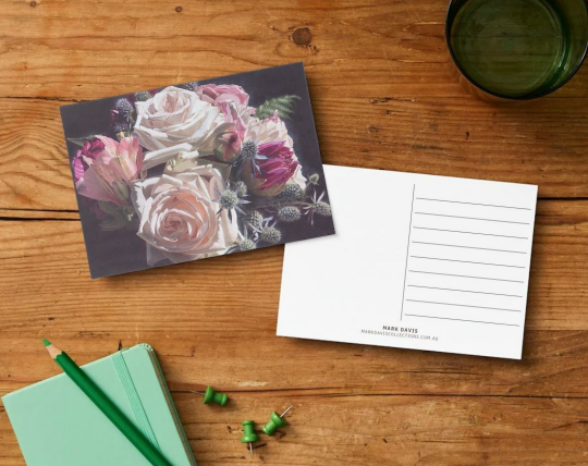 Essence of Truth postcard showing front artwork and writing side