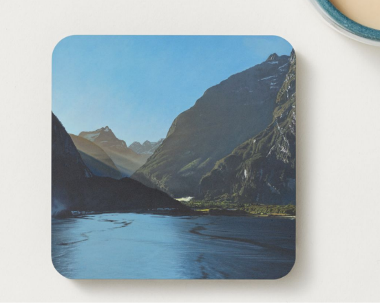 Milford Sound cork-backed coasters, set of four