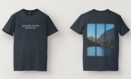 Front and back views of navy Milford Sound embroidered and printed tee
